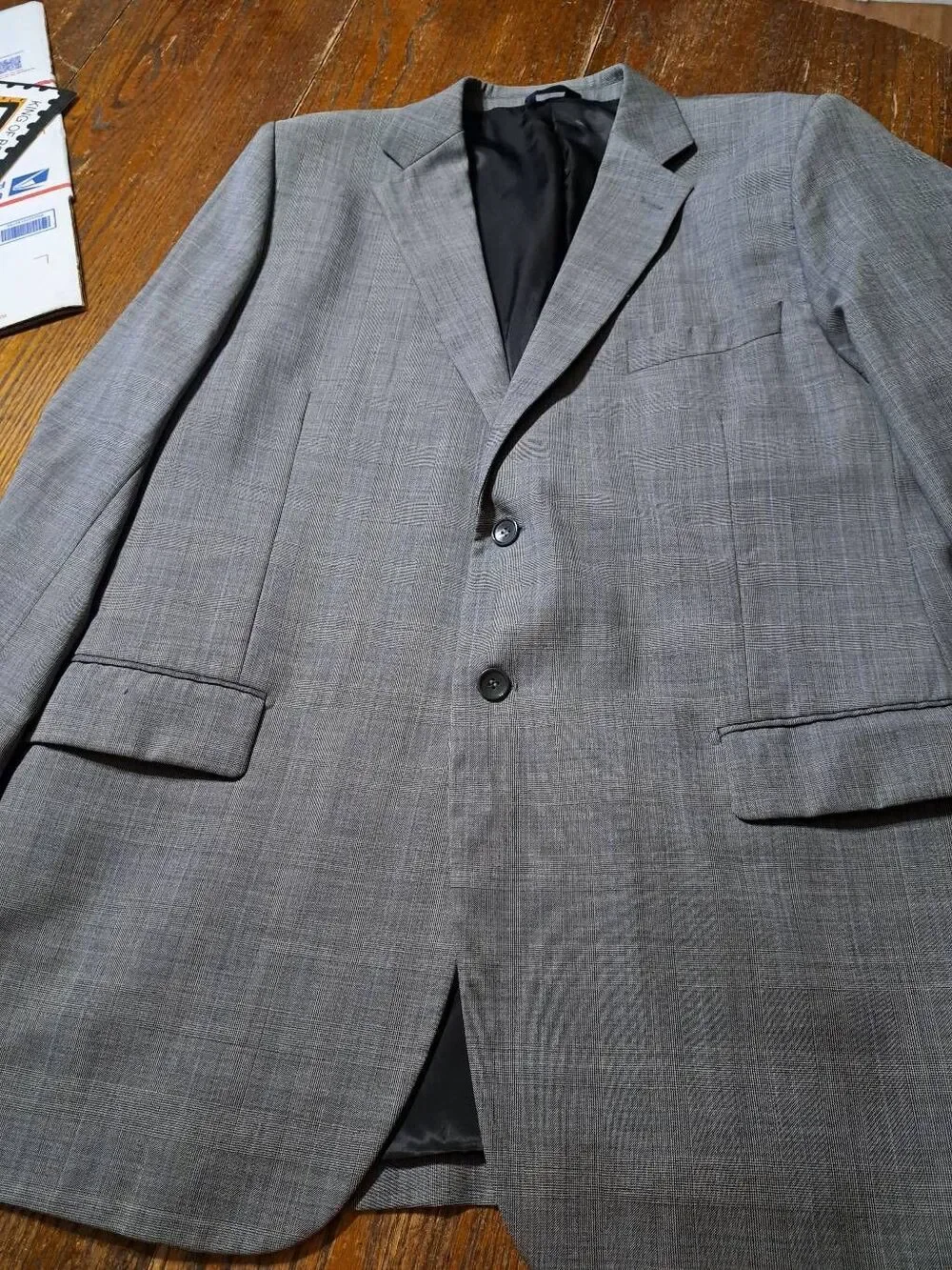 Vintage Mens 48 Drop 05-R Botany 500 Super 110 Grey Wool Suit Blazer Coat Jacket